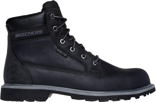 Skechers Men's Longrider 6 Inch Padded Collar Steel Toe Electrical Hazard Boot Industrial, BLK, 8