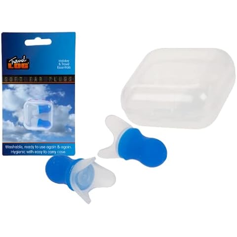 Immerse Creations (2-Pack) Noise Cancelling Ear Plugs for Sleep with Case | Washable and Reusable Earplugs Ideal for Public Transport, Travelling or Home, Blue/Clear Cover