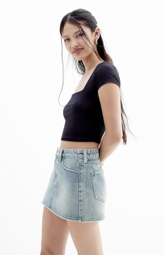 PacSun Women's Bella Medium Indigo Mid Rise Denim Mini Skirt - Multicolor2