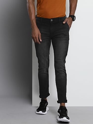 Image of The Indian Garage Co Men Slim Fit Solid Mid-Rise Stretchable Jeans