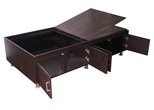 Hexagon Furnitures Single Size Engineeredwood Leaf Textured Brownish Black Storage Bed