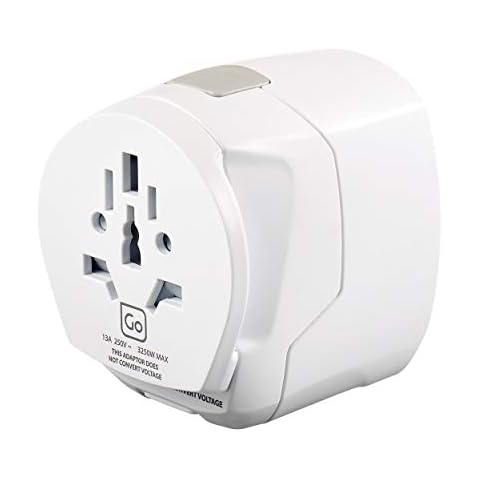 Go Travel Worldwide Adapter + USB, Universal Travel Adapter for Small Electrical Devices, Earthed Plug Adapter with Twin USB Ports, Travel Essentials for Worldwide Travel Cover