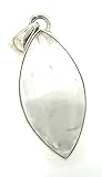 Natural Rocks by Kala Genuine White Selenite 925 Solid Sterling Silver Pendant 40mm