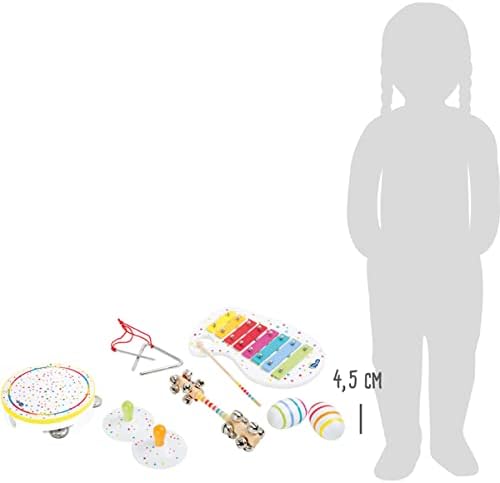 Little foot 10383 zestaw muzyczny z drewna, ksylofon, trójkąt, dzwonki, tamburyn i grzechotki, od 3 lat