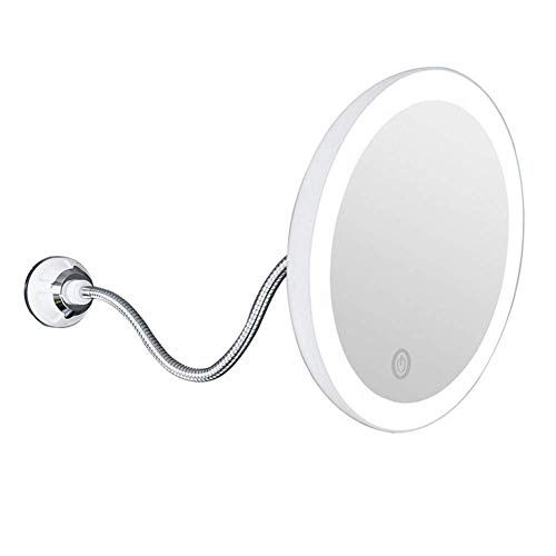 ZEDARO Espejo de Maquillaje, Aumento de baño, Espejo de tocador con luz LED y Ventosa Fuerte para Viajes y hogar