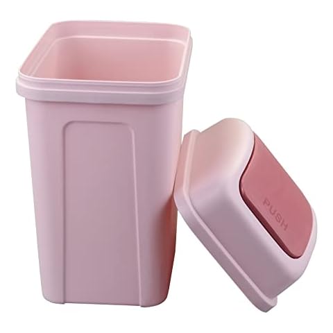 Eudokky Waste Bin, Swing Lid Trash Bin, Plastic Rubbish Can (Pink) Cover