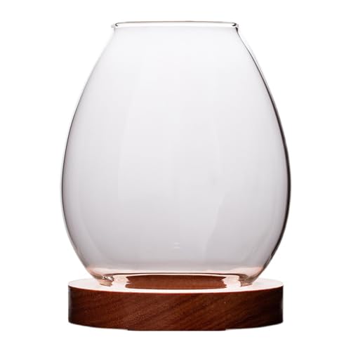 Clear Glass Dinner Candlesticks Windproof Wooden Base Home Family Decor