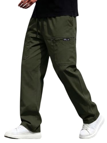 Image of Cargo for Men | Cotton Cargo Pant | Lower for man | Elastic Drawstring Waist Straight Fit Bottoms | Comfortable Breathable Cargos for Casual, Office Wear