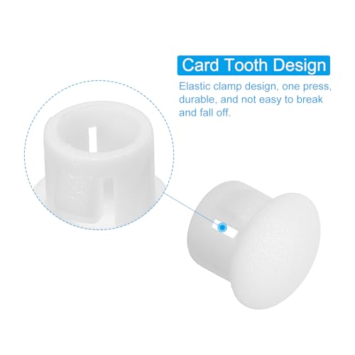 Image of PATIKIL Hole Plugs Plastic, 100 Pcs 8mm(5 /16 inch) Screw Bumper Hole Plug Flush Snap Type Round Hole Cover Caps for Round Holes Cabinet Furniture Kitchen, White