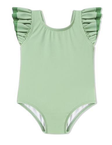 Image of oklady Toddler Swimsuit Girls One Piece Ruffled Girls Bathing Suit Bow Strap Swimwear Size 12M-4T