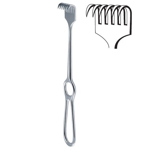 Volkmann Retractor, Sharp, 6 Prong, 10mmx28mm, 22cm/8.75