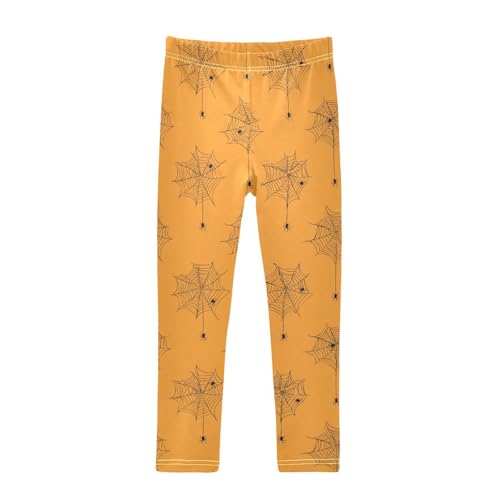 Spider Web Orange Girls Leggings Soft Stretch Workout Yoga Dance Pants for Kids Casual Tights