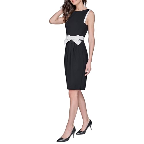 KARL LAGERFELD Women's Lined Arm Trim Scuba Crepe Sheath Dress3