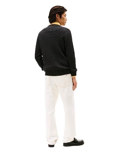 Image of Tommy Hilfiger Men's Cable Knit Crewneck Sweater Lightweight Pullover