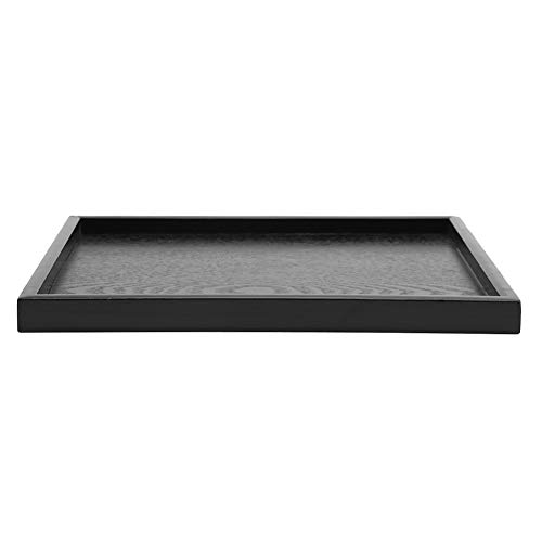 Plateau à Thé en Bois Noir 30x24cm, Plateaux Service Repas pour Petit-Déjeuner au Lit, Dîner, Barbecue, Fête ou Salle de Bain