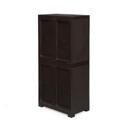 Image of Nilkamal Freedom FMM 4 Shelves Plastic Bookshelf with 3-Year Warranty| Multipurpose Storage Cabinet & Book Rack for Home | Durable, Easy-Clean | Living Room & Bedroom Organiser | Weather Brown