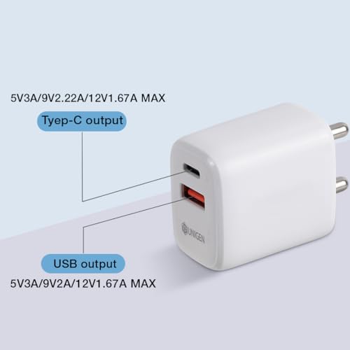 UNIGEN 30W Fast Type C Wall Charger, Power Delivery & Mach USB Charger Fast Charging Compatible with iPhone, iPad, Samsung Galaxy, Note, Redmi, Mi, Oppo, Smartphones BIS Certified-White - Image 6