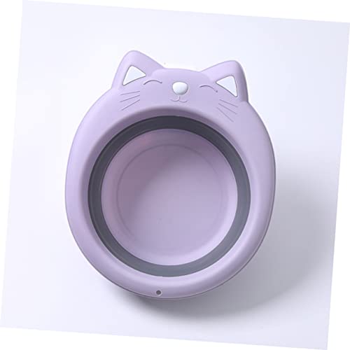 Image of Totority Portable Foldable Baby Wash Basin 15 Inch Cat Shape Collapsible Washbasin Cartoon Design Space-Saving for Travel Home Bathing