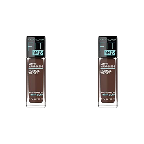 Maybelline Fit Me Matte + Poreless Liquid Foundation Makeup, Espresso, 1 fl; oz; Oil-Free Foundation (Pack of 2)