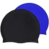 2 Stuks Zwemmen Cap, siliconen badmuts, Zwemmuts, Elastische Badmuts, Zwemmenmuts voor Vrouwen en Mannen – Waterdicht, Siliconen- Unisex zwemmen Cap, Unisex badmuts voor lang haar en kort haar