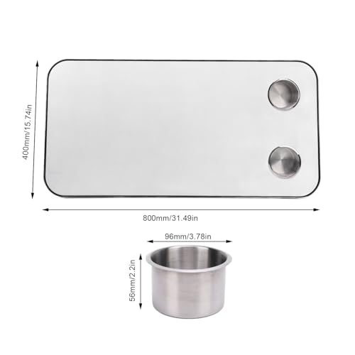 Yechiry RV -Tischplatte Massivholz RV Tischplatte mit Edelstahlbechern, Boots -Yacht -Wohnmobil -Deck 800x400 Mm, für die Freizeitaktivitäten für die Freizeit (White)