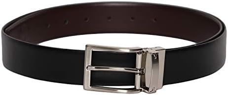 Otuoro Men's Handmade Black and Brown Leather Belt with nickle reversible Buckle