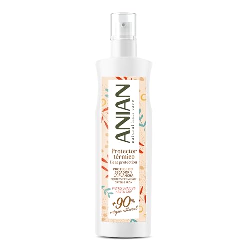 ANIAN - Protector de Calor para el Pelo, 250 ml, con Filtro UVA y UVB, Protege el Cabello hasta 220º, Previene las Puntas Abiertas, Plus de Hidratación, No Necesita Aclarado