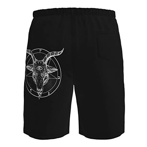 Pentagram with Demon Baphomet Satanic Goat Men's Beach Shorts Board Trunks Classic Bathing Suits Quick Dry Boxer Briefs 7