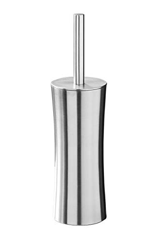 Premier Housewares Toilet Brush Holder - Satin Stainless Steel,Height 38 cm x Width 10 cm x Depth 10 cm, Silver