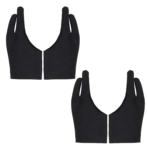 SHINEOFI 4 Pz Guanto da Artista a Due Dita Collo di Cigno Guanto da Disegno Mano Destra Guanto per Tavoletta Grafica Polso Senza Dita Linguetta per Il Tiro con L'Arco Guanti da Schizzo Dito