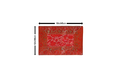 Image of Embroidery Home Decor Decorative Silk Dining Table Mats 6 Pieces Placemats 45x30 Cm (Orange)