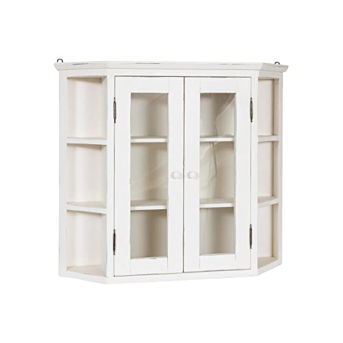 Biscottini Vitrine aus Massivholz weiß 75 x 86 x 22 cm | Küchenschrank oder Vitrine für Wohnzimmer | Shabby-Chic-Möbel | Ausstellungsvitrine