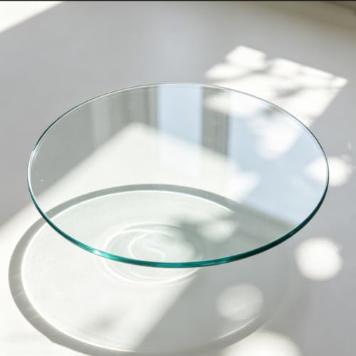 Dessus de table rond en verre trempé poli et biseauté haut de gamme
