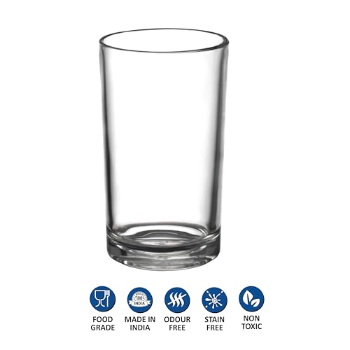 Yera Glass Tumbler Transparent 240 ml Set of 6 Hot & Cold Drinks, Juice, Cocktail, Milkshake, Smoothie | Ideal for Home, Party, Restaurant, Gifting | Special Occasions.