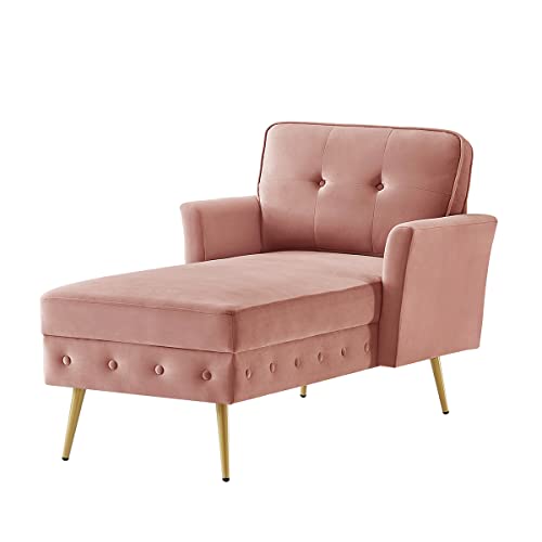 image for 24KF Upholstered Velvet Tufted Chaise Lounge Chair and Sofa Bed - 57