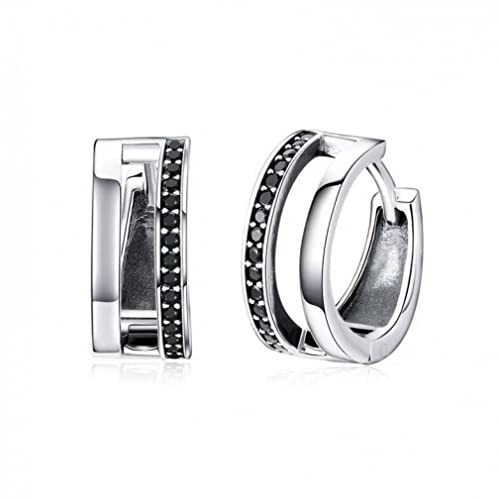 Boucles d'oreilles créoles noires en double cercle, un bijou géométrique élégant