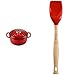 Le Creuset Evolution-Signature Casseruola in Ghisa con Coperchio, Rosso), 24 cm & Cucchiaio, Spatola da Cucina con Testa Rimovibile in Silicone/Legno, Rosso)