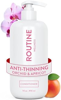Routine Wellness Anti-Thinning Deep Conditioner for Thinning Hair - DHT Blocker for Hair Loss in Men & Women - Promotes Healthy Hair - Orchid & Apricot 14oz