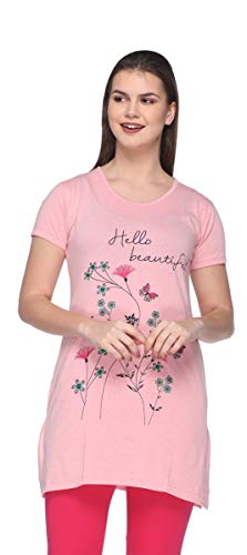 Image of In Love Women's Printed Cotton Plus Size Longline T-Shirt Half Sleeve with Pockets Pack of 2
