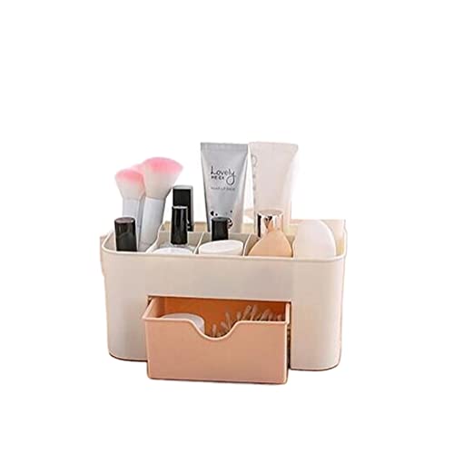 Jilukibo Large Capacity Makeup Organizer for Bathroom Bedroom, Cosmetic Storage Box with Drawers, Desktop Makeup Container for Jewelry Lipstick Skin Care (Pink)