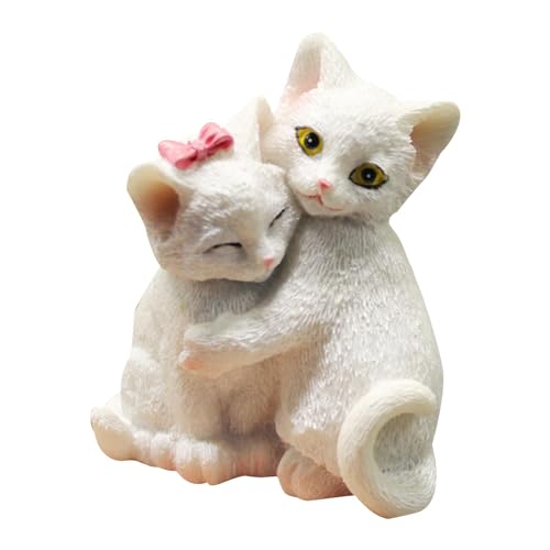 Sculpture de Chat d'extérieur | Figurine de Chat Blanc | Statue de Chat de Jardin | Ornements Mignons de bébés Chatons à Coller, Figurines de Chatons en...