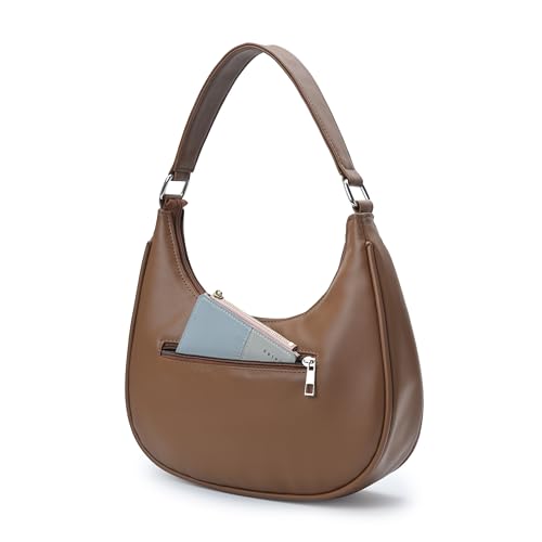 Image of K London Women's Vegan Leather Half Moon Bag | Stylish Black Shoulder Hobo | Compact Baguette Purse for Office, Casual, Party & Travel Use