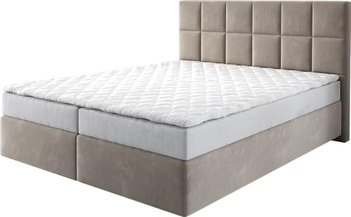 Boxspringbett Dream-Fine Mikrofaser Beige 160x200 cm mit Matratze und Topper Boxspringbett Dream-Fine Mikrofaser Beige 160x200 cm mit Matratze und Topper