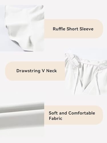 Girls Cute Ruffle Short Sleeve T Shirts Casual V Neck Chiffon Blouse Tops 6-15 Years4