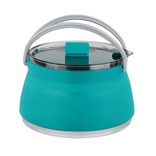 Eigell 1L折りたたみ式キャンプ用シリコンクッキングポットハイキングケトルティーポット, 青