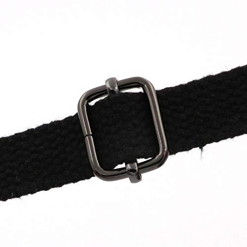 BIKICOCO Metal Slide Adjuster Buckle Tri-Glides with Movable Center Bar, for Straps, 0.8 x 0.6 Inch, Gunmetal, Pack of 50
