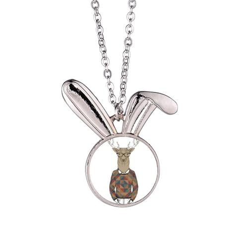 Collier lapin coloré pendentif lunettes bijou artistique tendance femme