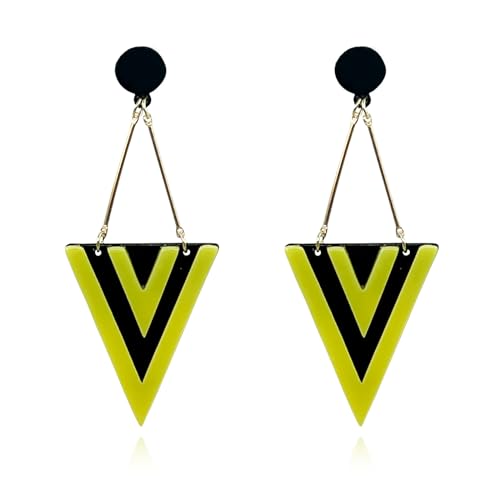 Boucles d'oreilles pendantes rétro en acrylique triangle pour femme