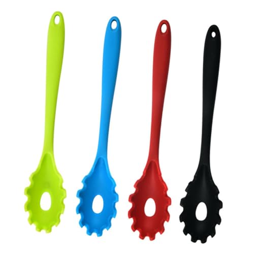 LOLIPPYY 4 Piezas Unidades Cucharas Coladoras de Silicona para Pasta Resistentes Ollas Antiadherentes para Servir Espaguetis y Verduras