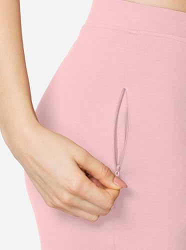 Image of VSTAR PL02 Women Ankle Length Stretchable Slim Fit Leggings with Secured Side Pocket | Moisture-Wicking | Soft Waistband & Cotton-Elastane Fabric | XL | Pink